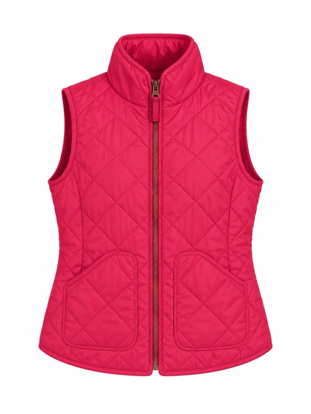Francesca’s Collection Miami Magenta Pink Quilted Zip Up Vest Womens Size L